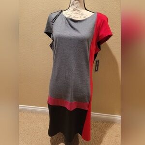 Jessica Howard NWT Colorblock Dress in Gray, Red, Black And PINK